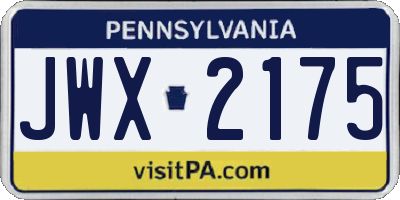PA license plate JWX2175