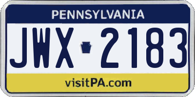 PA license plate JWX2183