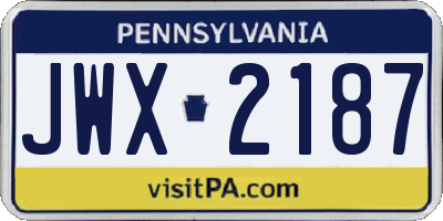 PA license plate JWX2187