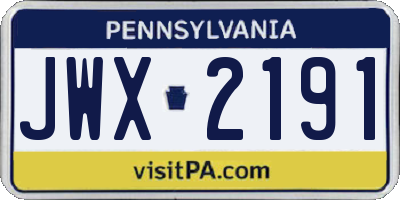 PA license plate JWX2191