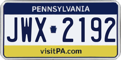 PA license plate JWX2192