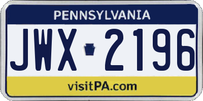 PA license plate JWX2196