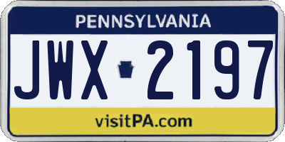 PA license plate JWX2197