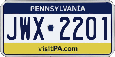 PA license plate JWX2201