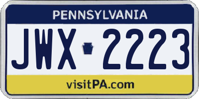 PA license plate JWX2223