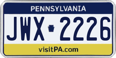 PA license plate JWX2226