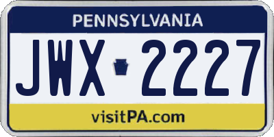 PA license plate JWX2227