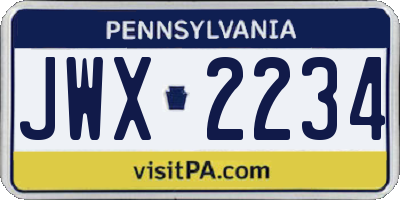 PA license plate JWX2234