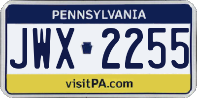 PA license plate JWX2255