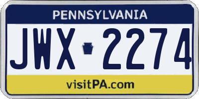 PA license plate JWX2274