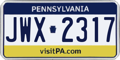 PA license plate JWX2317