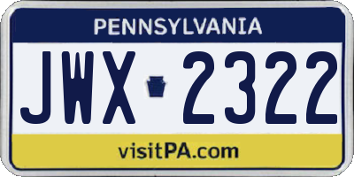 PA license plate JWX2322