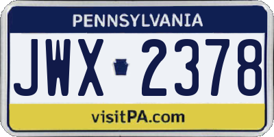 PA license plate JWX2378