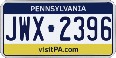 PA license plate JWX2396