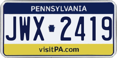 PA license plate JWX2419