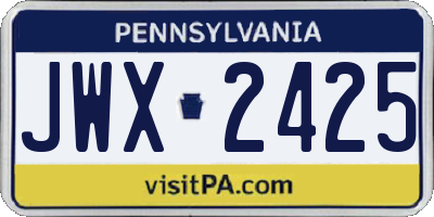 PA license plate JWX2425