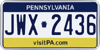 PA license plate JWX2436