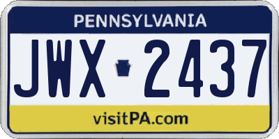 PA license plate JWX2437