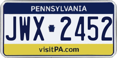 PA license plate JWX2452