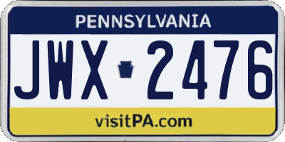 PA license plate JWX2476