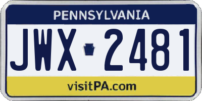 PA license plate JWX2481