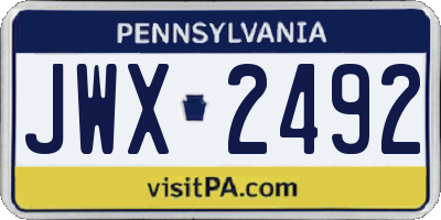 PA license plate JWX2492