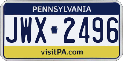PA license plate JWX2496