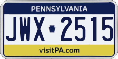 PA license plate JWX2515