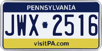 PA license plate JWX2516