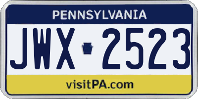 PA license plate JWX2523