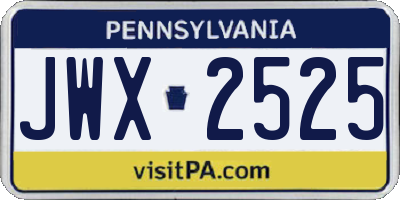 PA license plate JWX2525