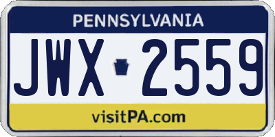 PA license plate JWX2559