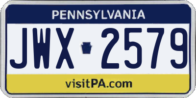 PA license plate JWX2579