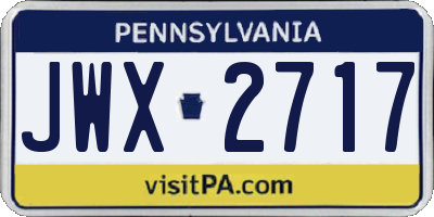 PA license plate JWX2717