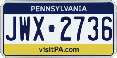 PA license plate JWX2736