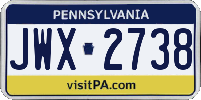 PA license plate JWX2738