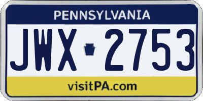 PA license plate JWX2753
