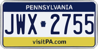 PA license plate JWX2755