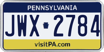 PA license plate JWX2784