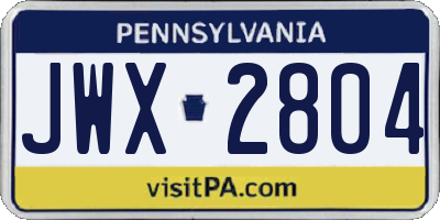 PA license plate JWX2804