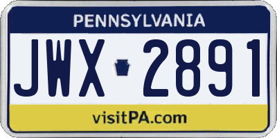 PA license plate JWX2891