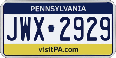 PA license plate JWX2929