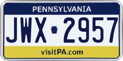 PA license plate JWX2957