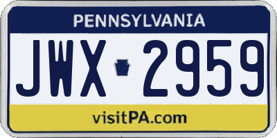 PA license plate JWX2959