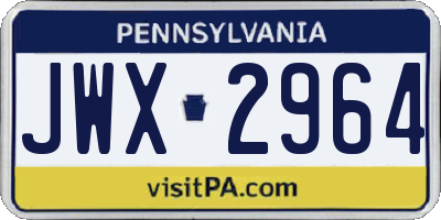 PA license plate JWX2964