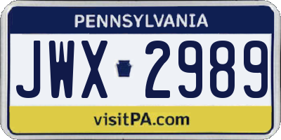 PA license plate JWX2989