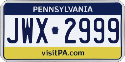 PA license plate JWX2999