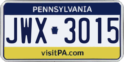 PA license plate JWX3015