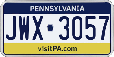 PA license plate JWX3057