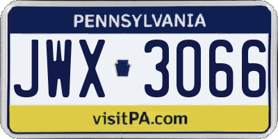 PA license plate JWX3066